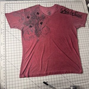Rebels Saints by affliction vintage Red Short Sleeve Tee mens xxl